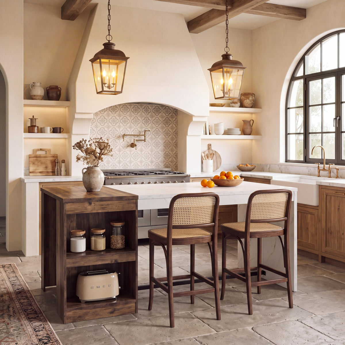 Tribesigns 71" Kitchen Island with Storage Shelves, Farmhouse Island Table