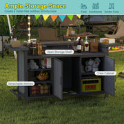 Domi Outdoor Bar Table, Home Bar Unit with Aluminum Frame, Patio Bar Table with Storage Cabinet & Footrest, Liquor Cabinet Bar for Patio Backyard Home Kitchen, Gray, 75.98" x 28.94"
