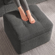 Fabulcozy 23.6in Pouf Ottoman, Corduroy Ottoman Foot Rest with Dual‑Layer Support, Large Plush Pouf with Soft Chunk‑Foam Top & Firm Foam Base, Floor Foot Stool for Living Room, Dark Grey