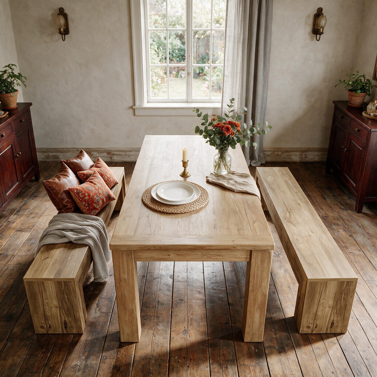 Tribesigns 71" Extra Long Dining Bench, Farmhouse Engineered Wood Bench