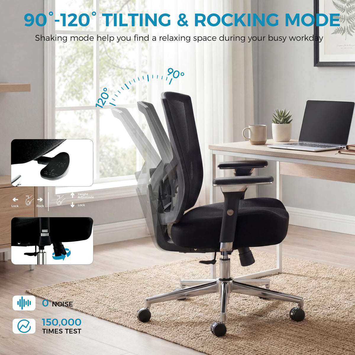 Big and Tall Office Chair 700lbs with Ergonomic W Wide Thick Seat Cushion, Oversized Mesh Desk Chair with Adjustable Lumbar Support, Computer Chair with Upgraded 4D Armrests