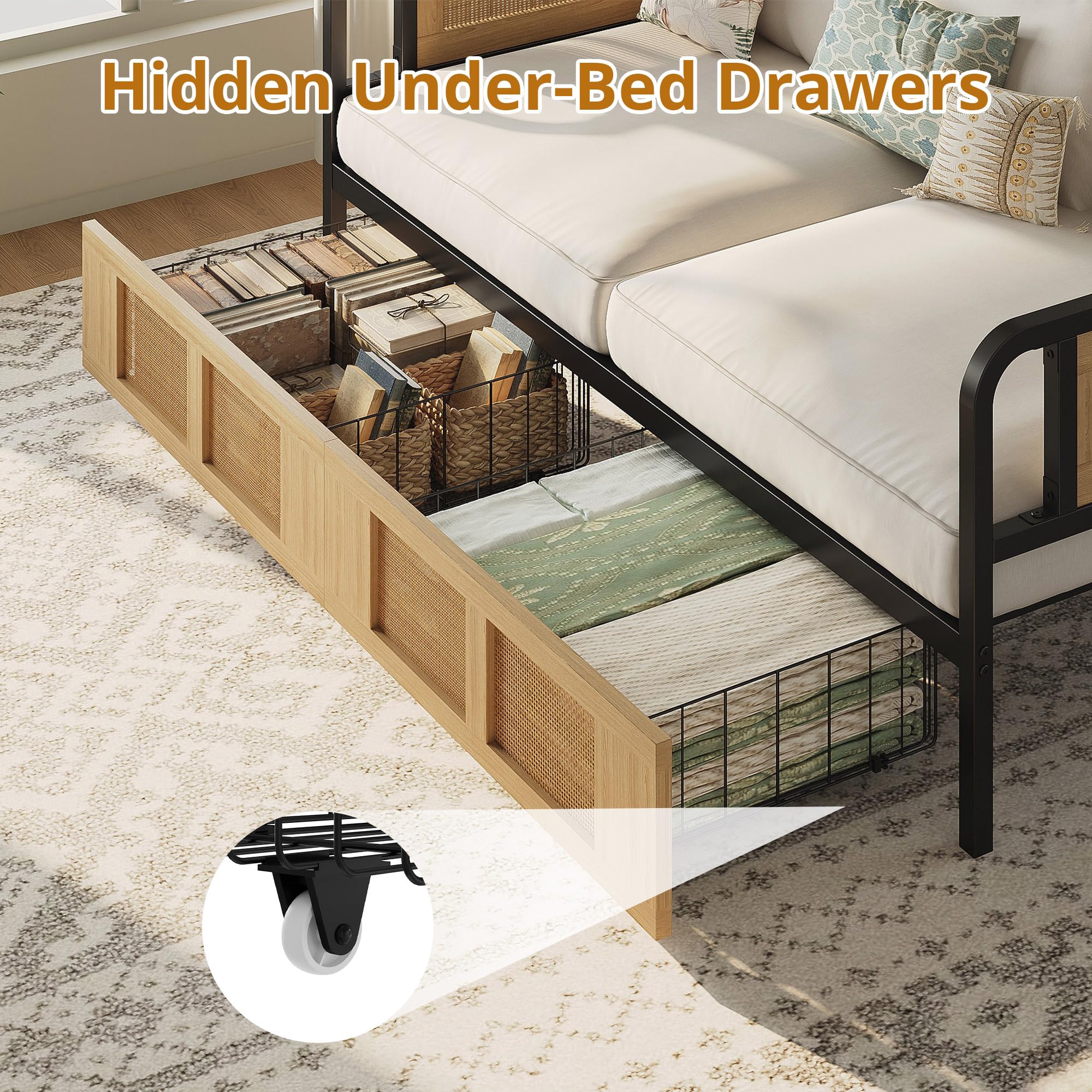 Twin Daybed Frame with Storage Drawers