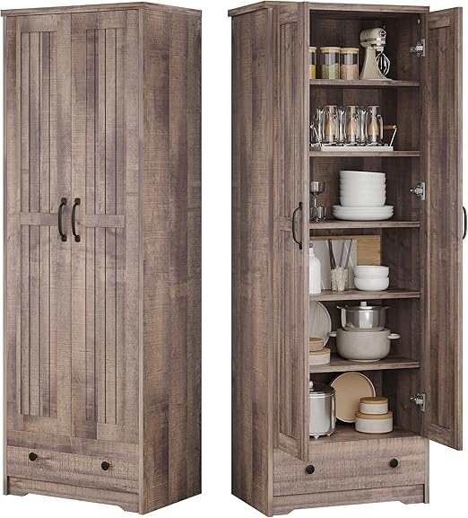 70" Tall Storage Cabinet with Shelves & Drawer