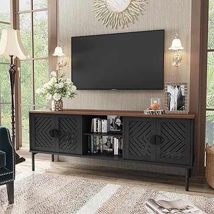 63" Modern TV Stand with Storage & Cabinet Doors