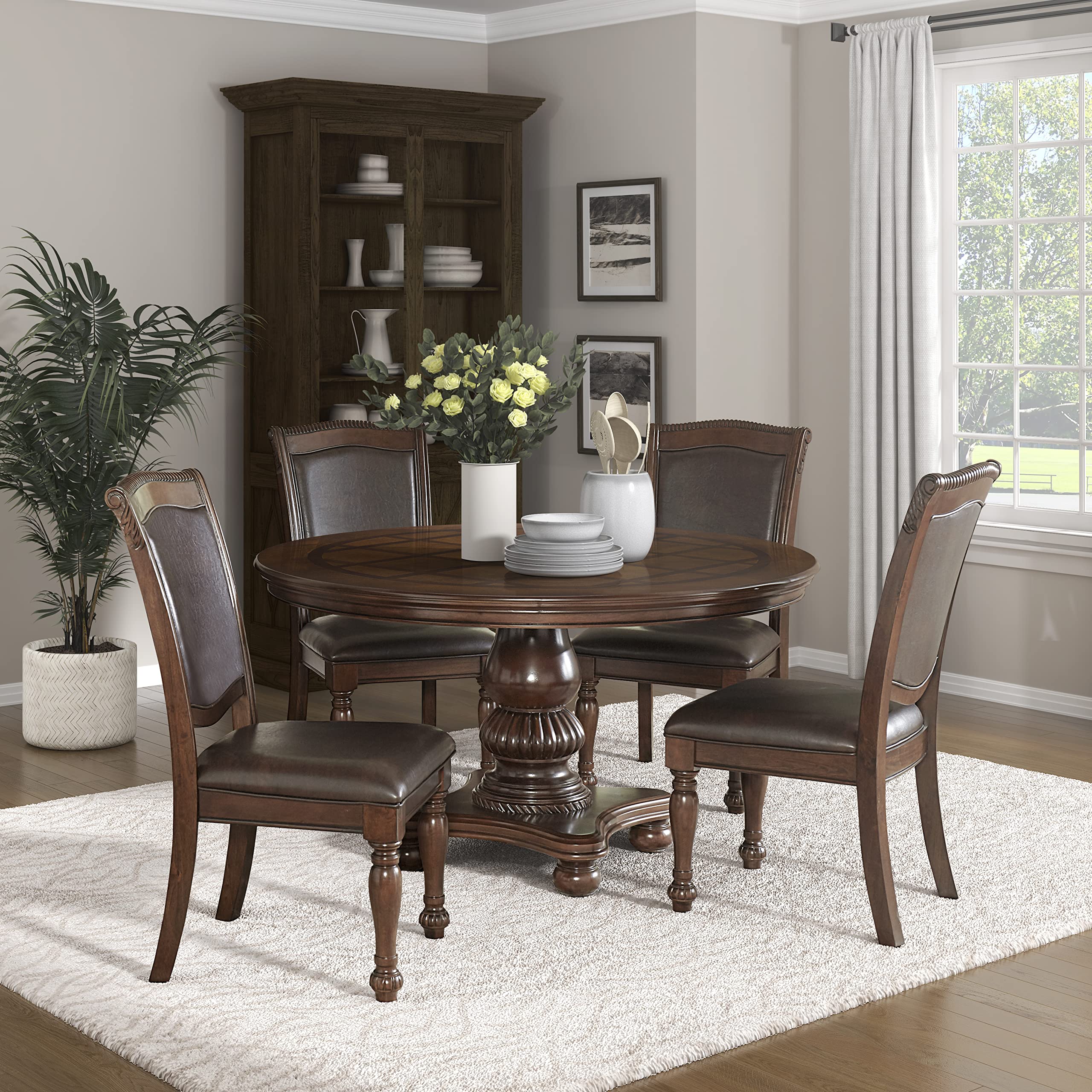 Traditional Dining Chairs, Set of 2 – Cherry Finish
