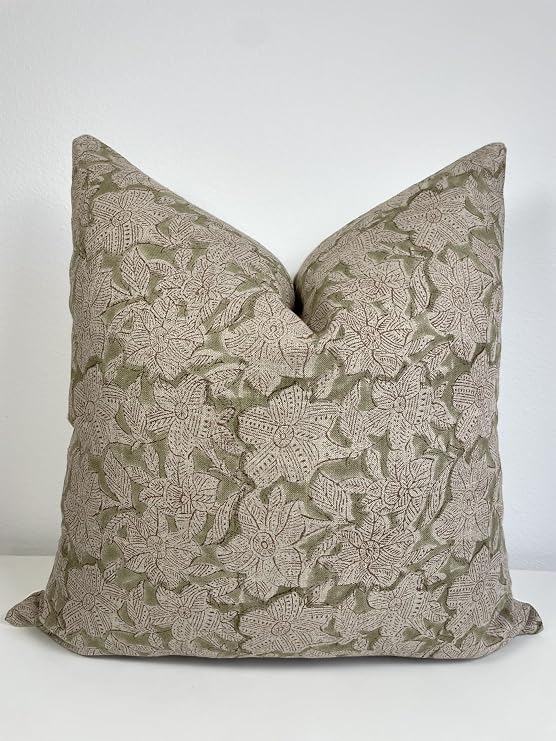 Hand-Block-Printed Linen Pillow Cover
