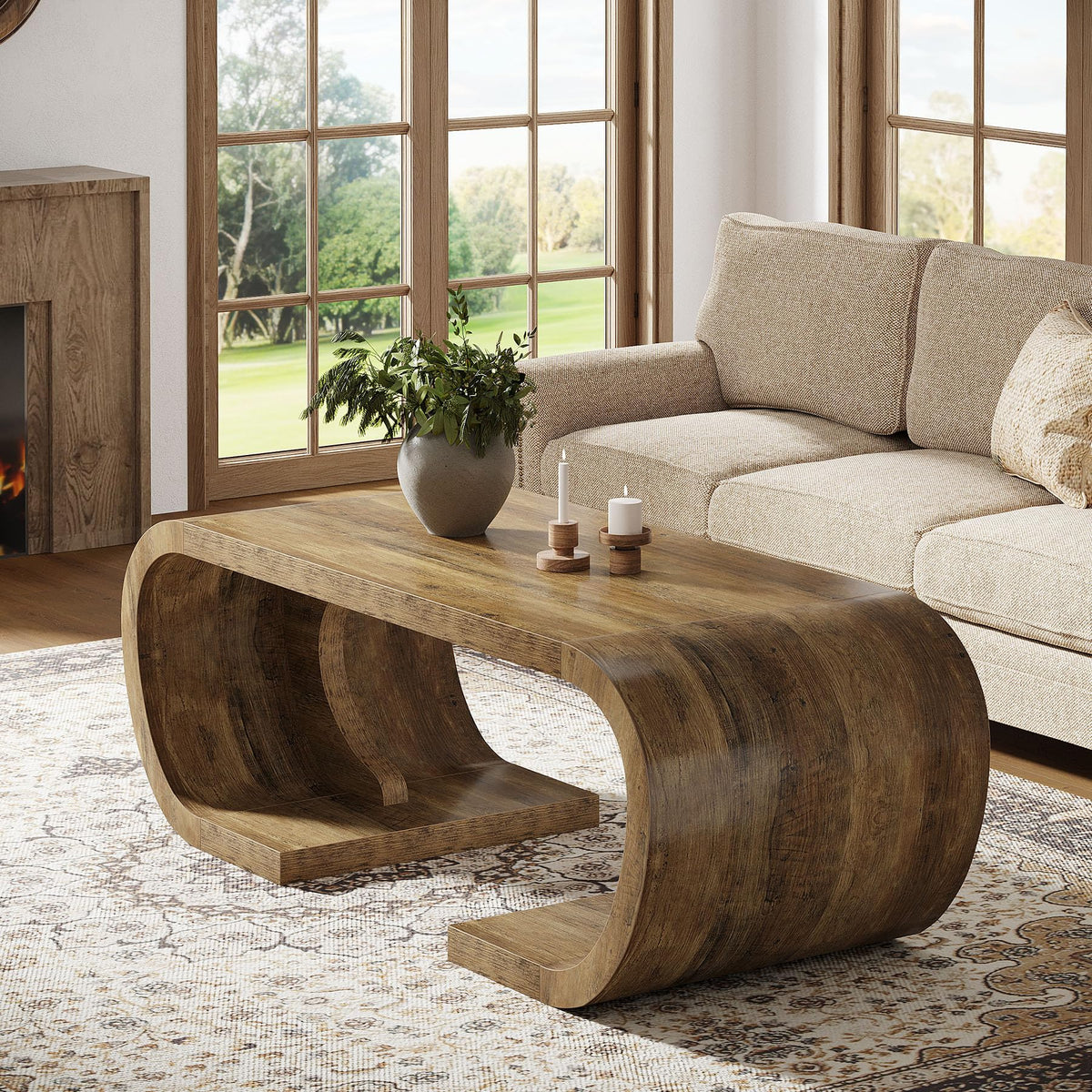 Rustic Curved Coffee Table
