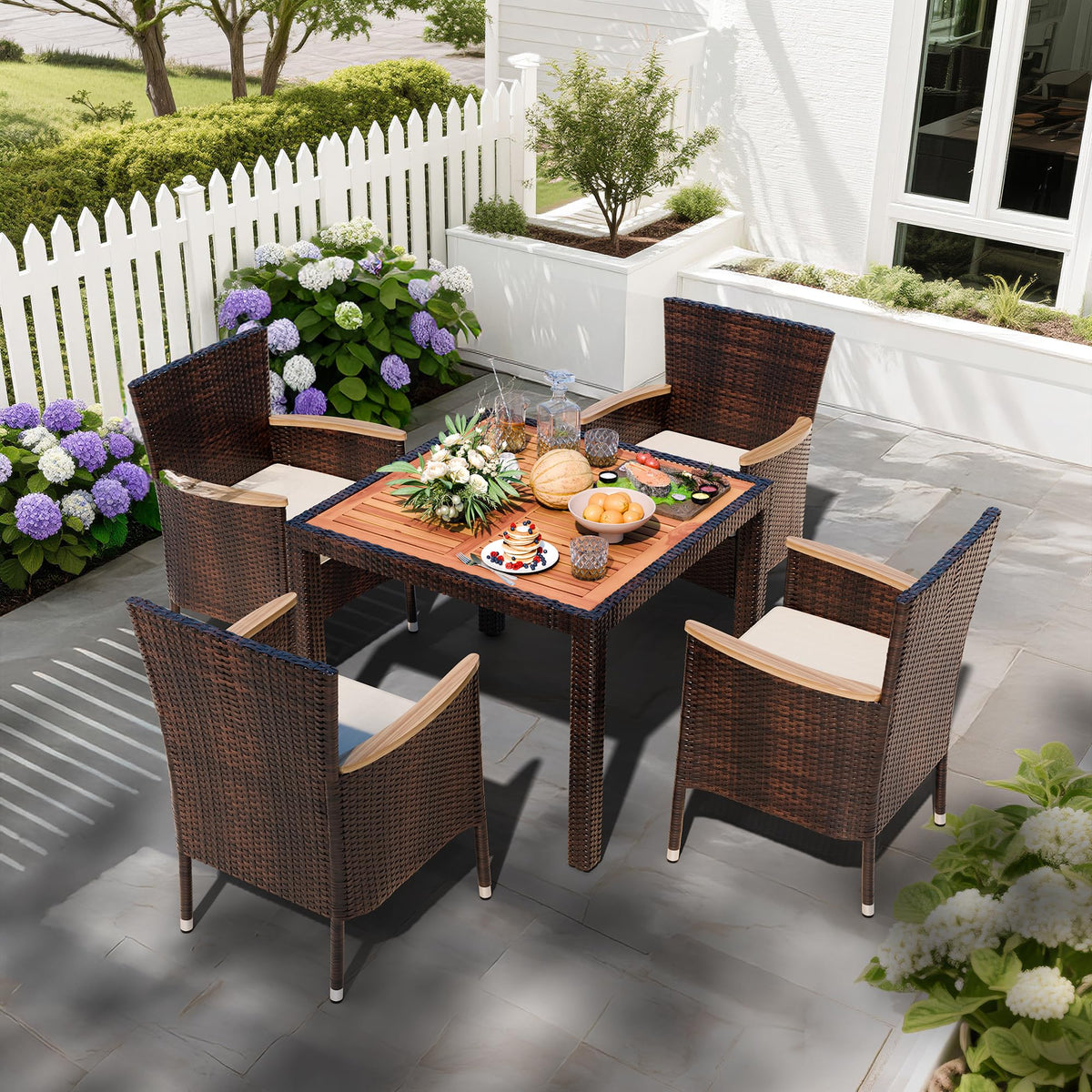 5-Piece Wicker Patio Dining Set