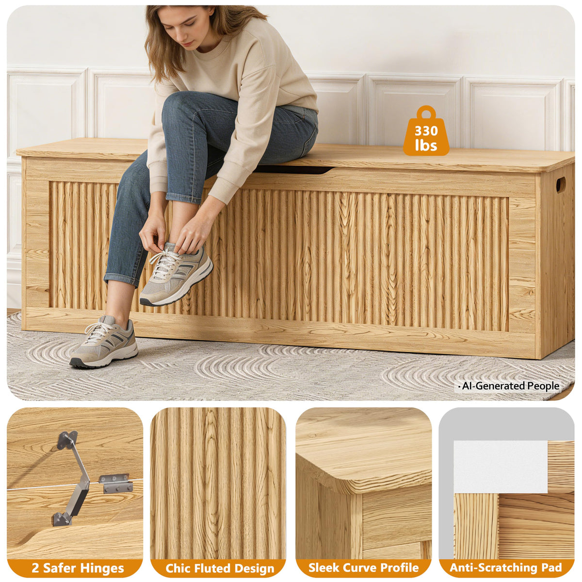 Fluted Storage Bench