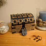 Pirate's Treasure Chest (8" x 6" x 6") Wooden Nautical Jewelry Box with Functional Lock and 2 Keys, Wood with Iron Accents, Hinged Lid by SciencePurchase