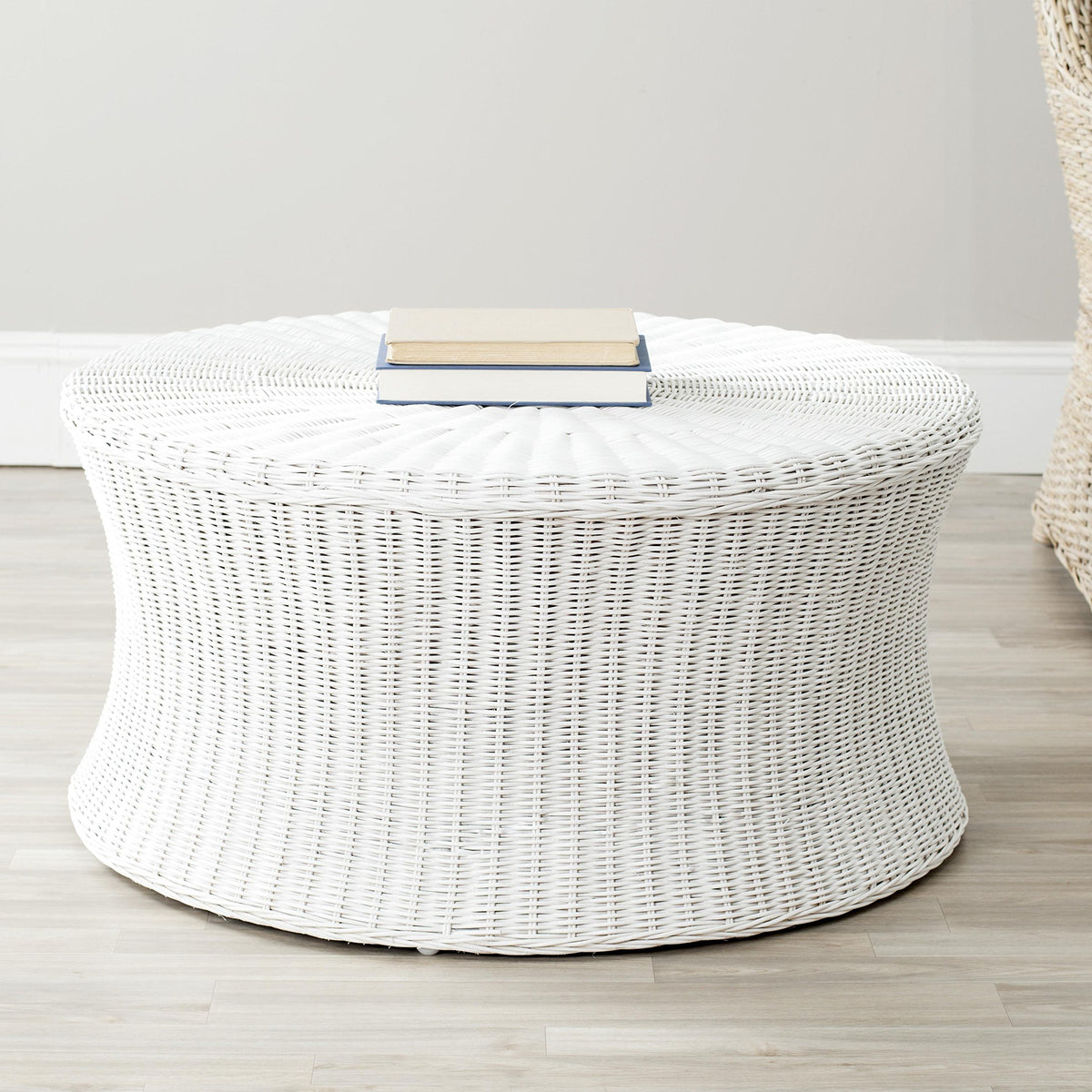 Mango Wood Rattan Ottoman