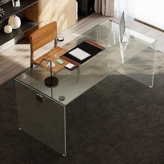 Clear Glass Desk with Storage