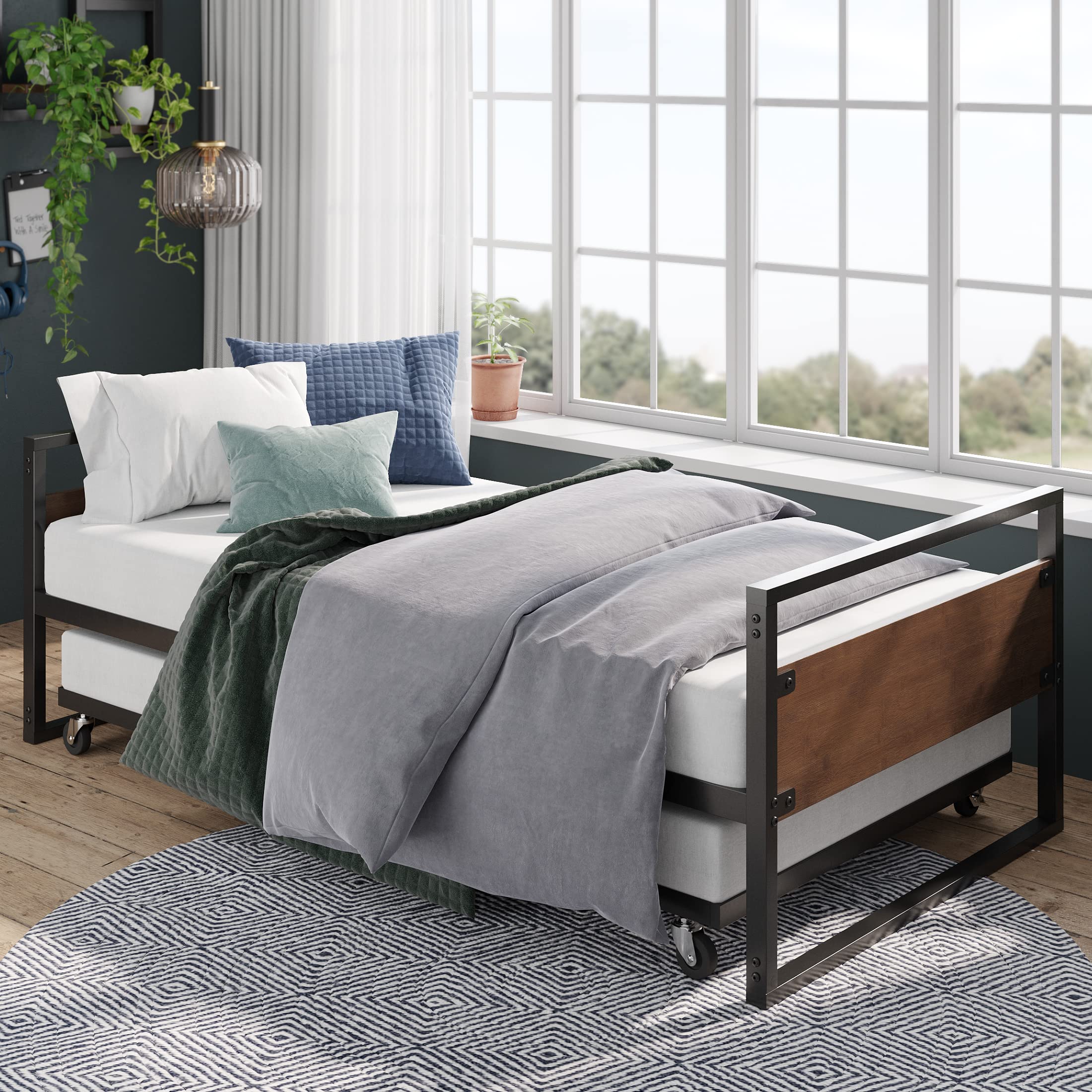 Twin Bamboo & Metal Daybed with Trundle