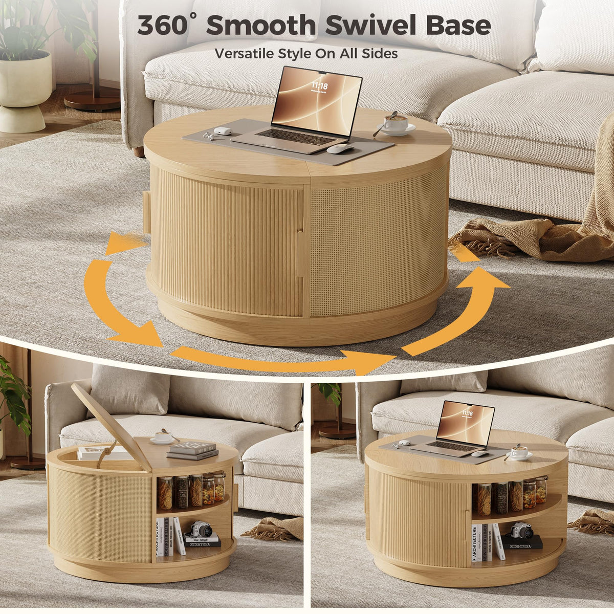 Round Storage Coffee Table