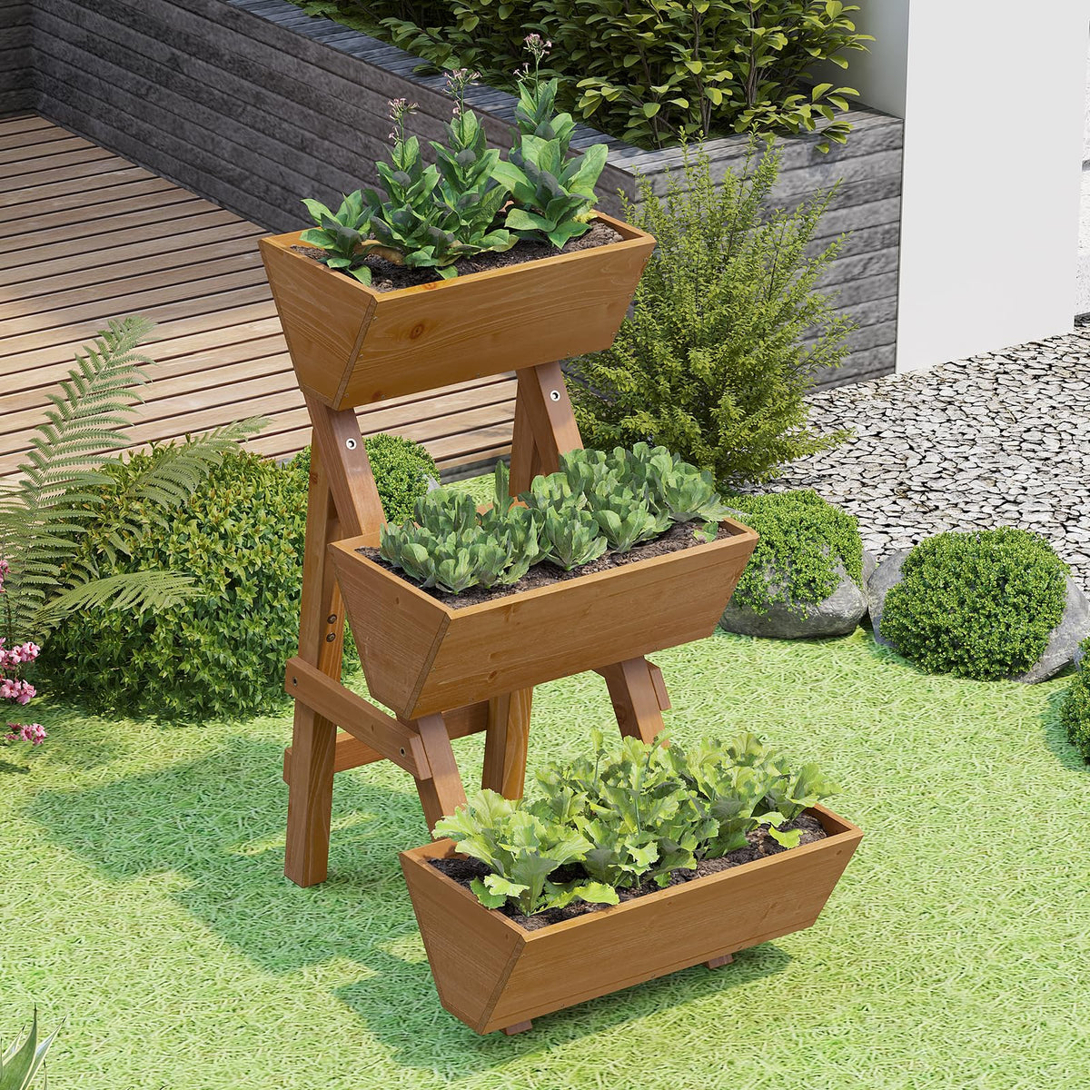 Vertical Raised Garden Bed, Wooden Tiered Planter Box, Garden Planter Stand