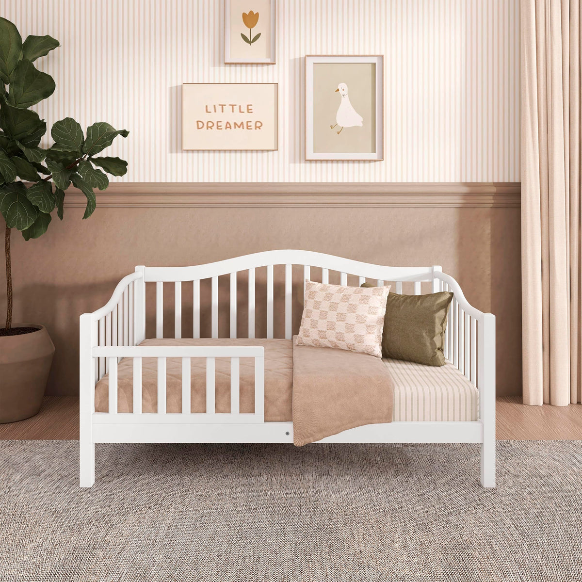 Dream On Me Austin Wooden Toddler Day Bed for Kids, White