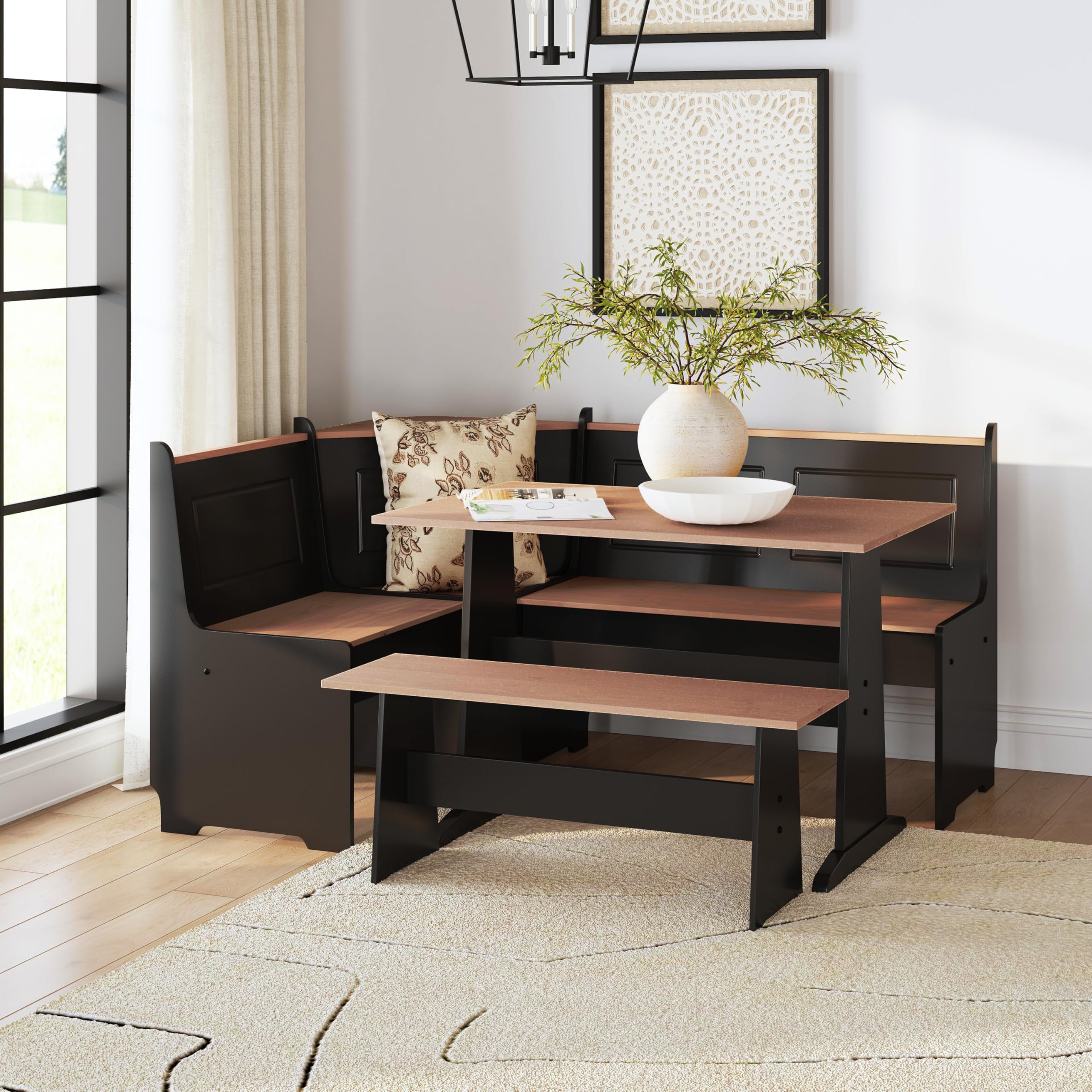 Linon Black and Pecan Breakfast Dining Set Ardmore Nook