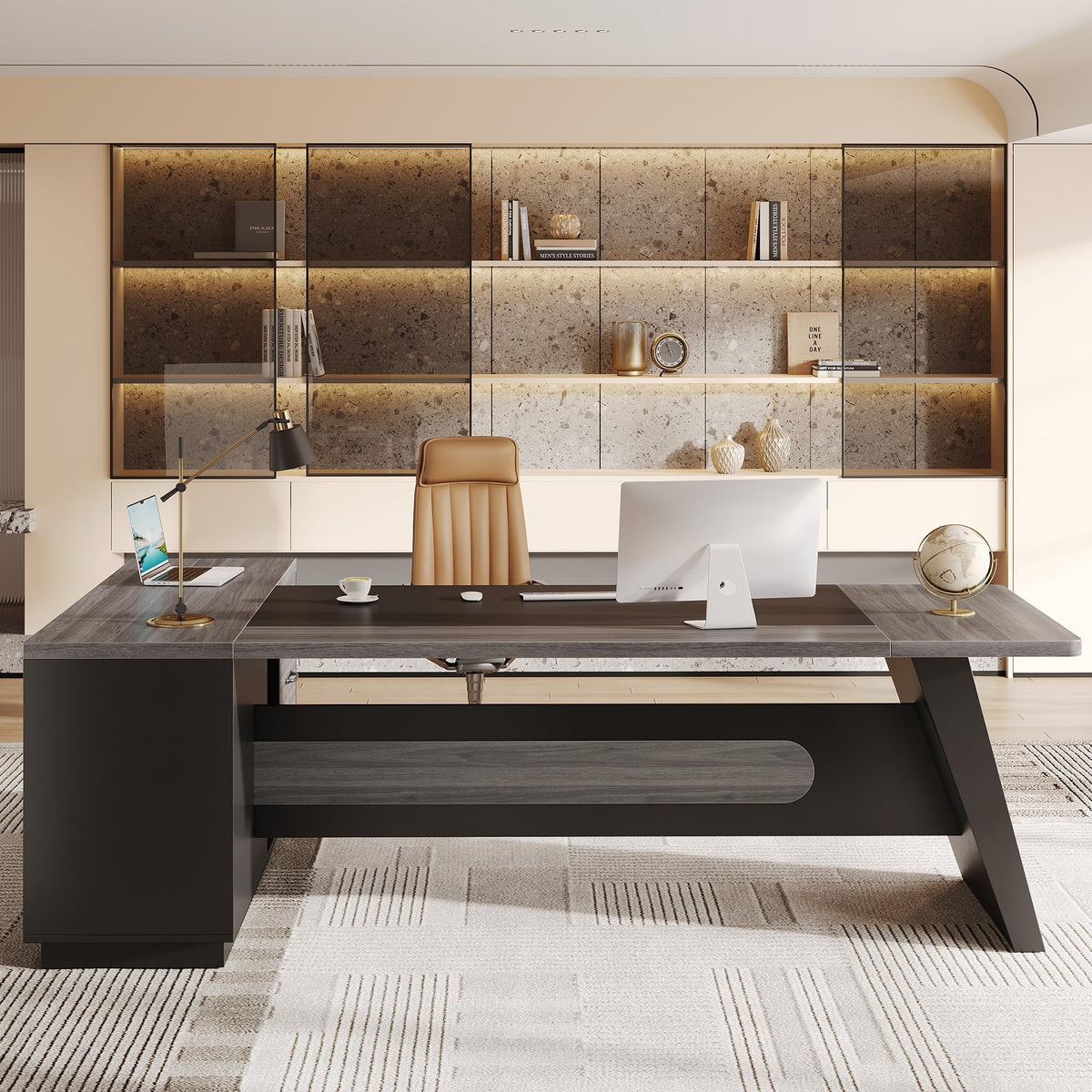 Jocoevol 78.7" L-Shaped Executive Desk, Extra Large Home Office Desk