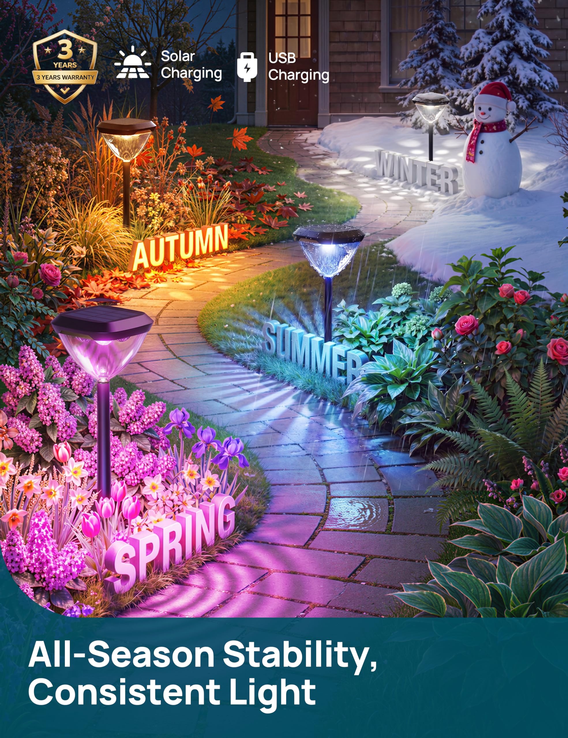 Smart Solar Pathway Lights with App Control