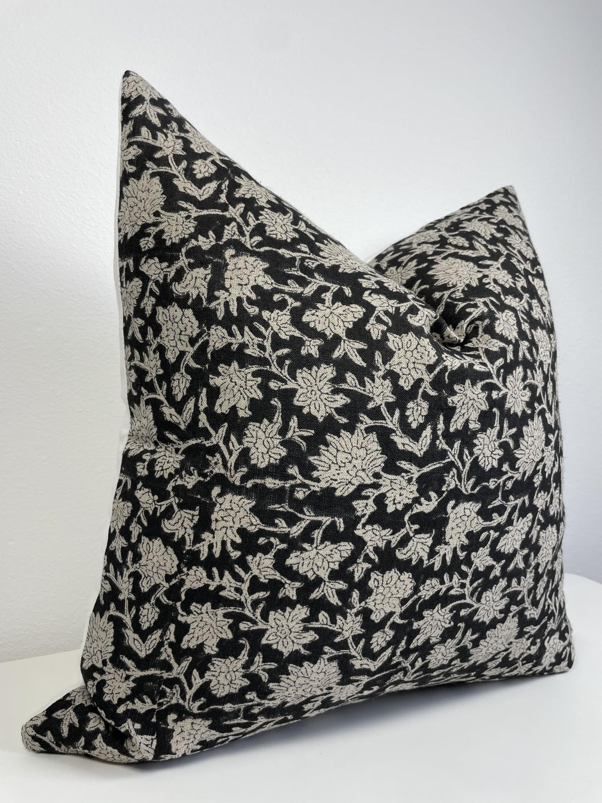 Hand-Block-Printed Linen Pillow Cover