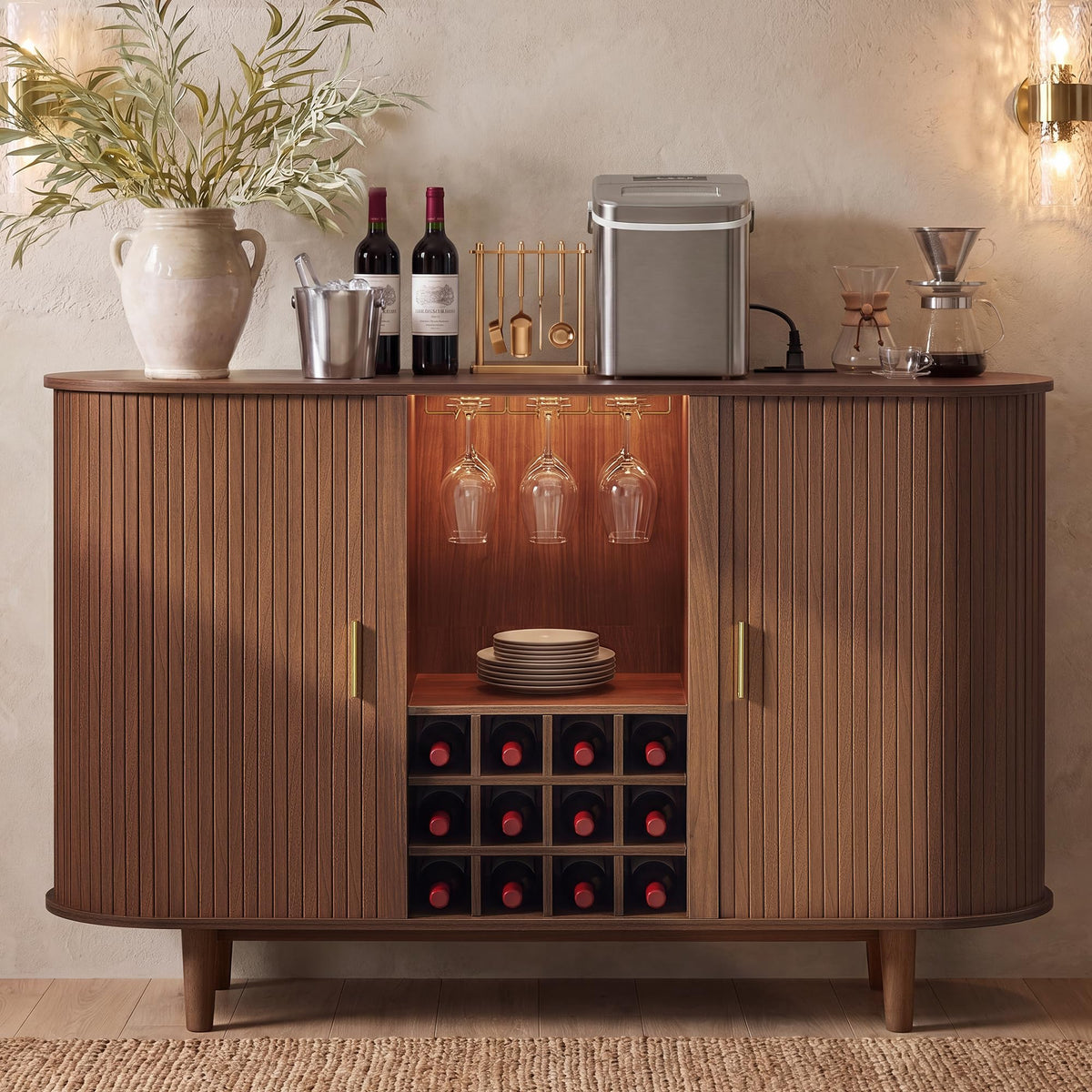 Walnut Sliding Door Sideboard