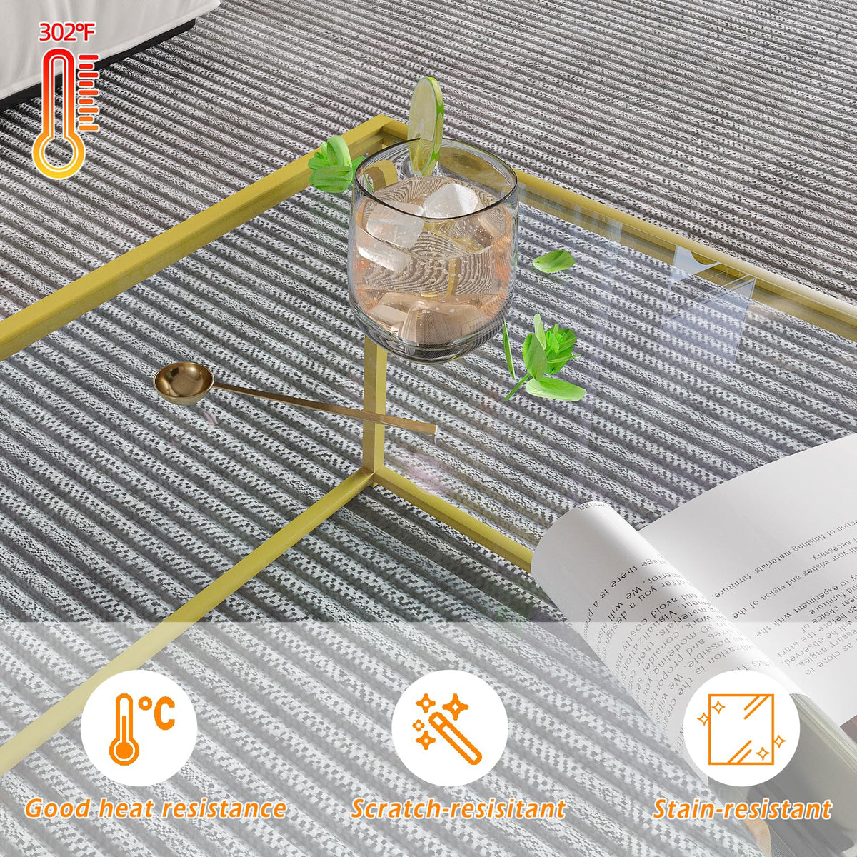 Square Gold Glass Coffee Table