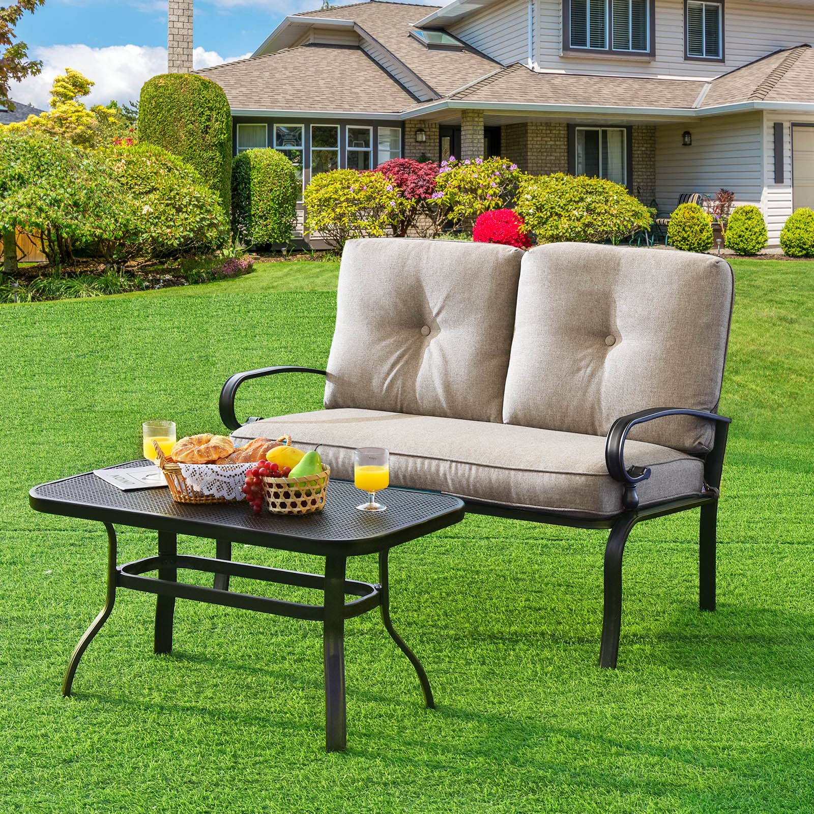 2-Piece Patio Loveseat & Coffee Table Set