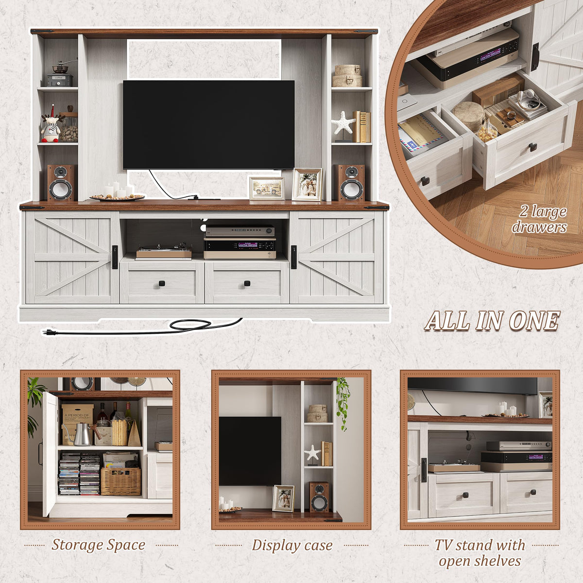 Farmhouse Entertainment Center with LED Lights