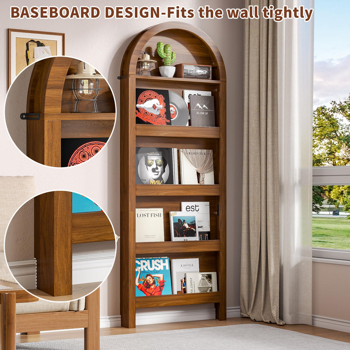 Narrow Arched 5-Tier Bookcase