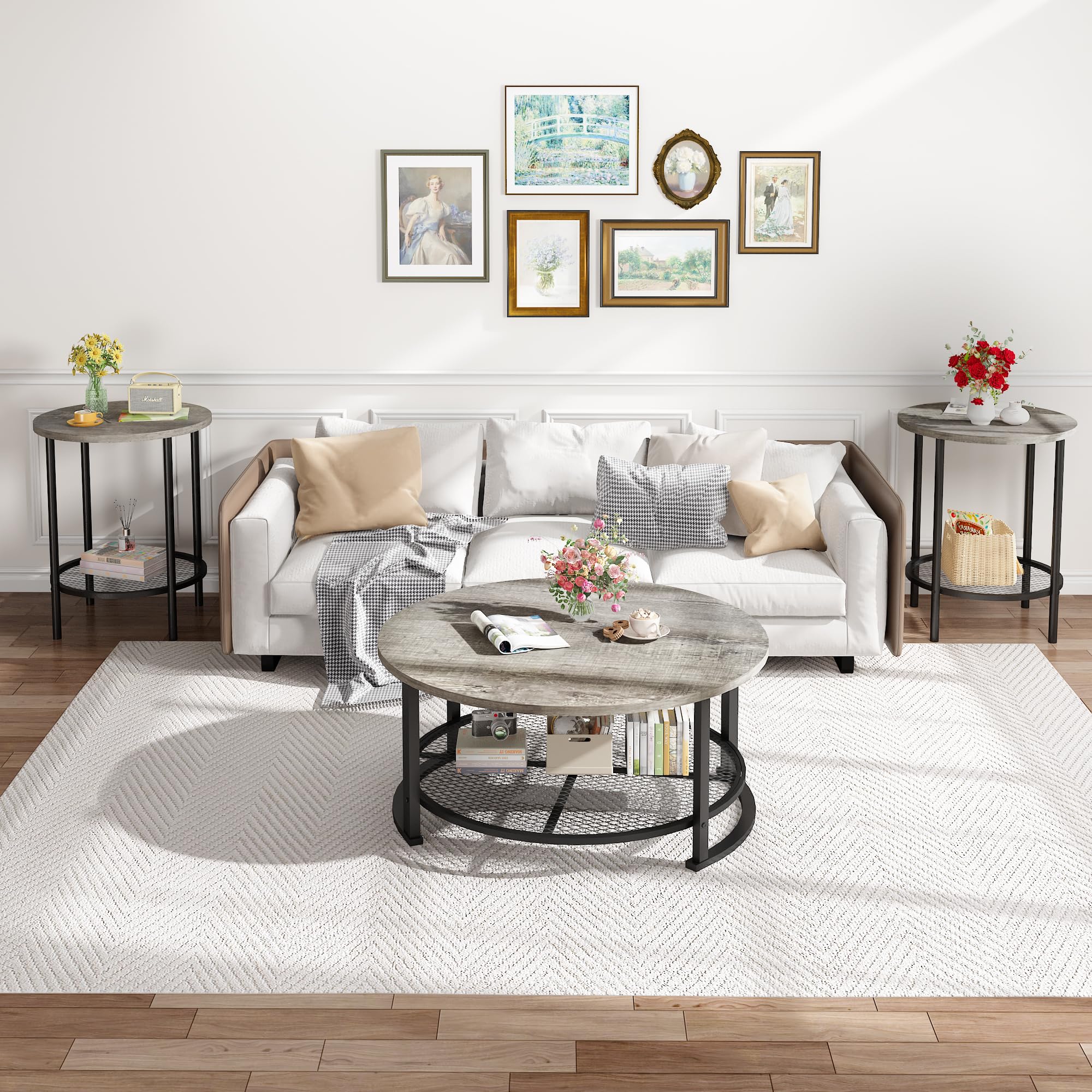 3-Piece Coffee & End Table Set with Storage