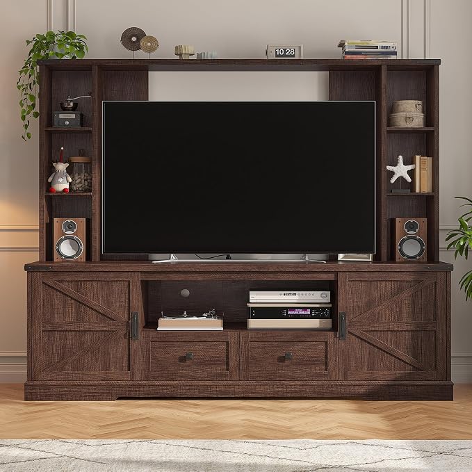 Farmhouse Entertainment Center with LED Lights