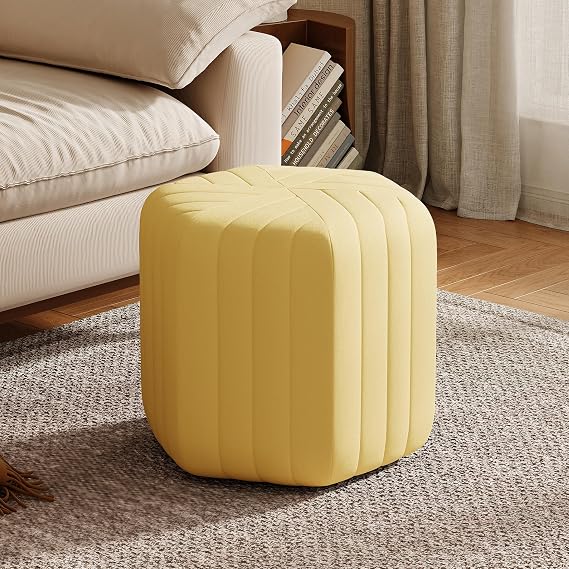 Hexagonal Velvet Ottoman Footrest