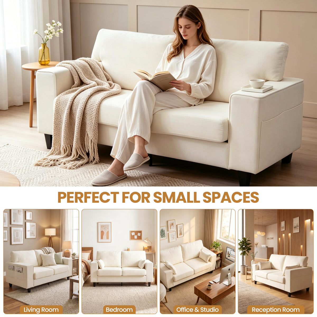 Linen Loveseat Sofa