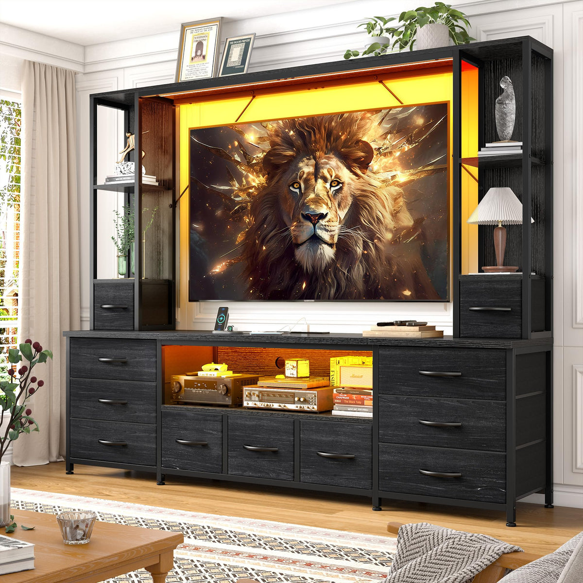 LED TV Stand with 11 Drawers