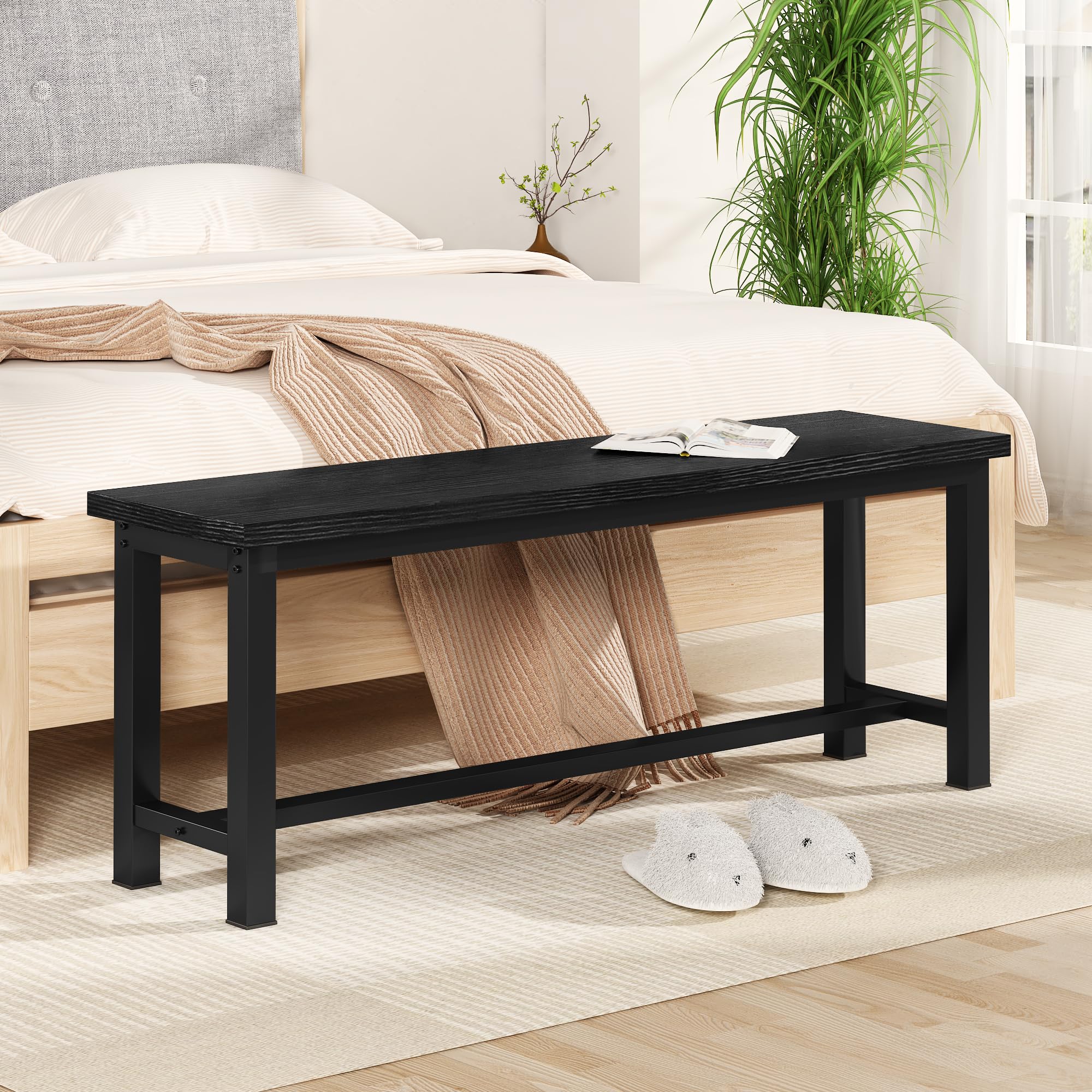 DKLGG Dining Benches, 39 Inch Kitchen Bench, Pair of 2 for Living Room, Bedroom, Industrial Entryway Bench Dining Room Benches with Metal Legs, Durable and Stable
