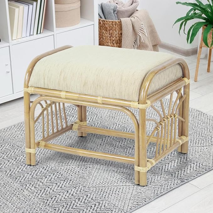 Rattan Ottoman with Cushion