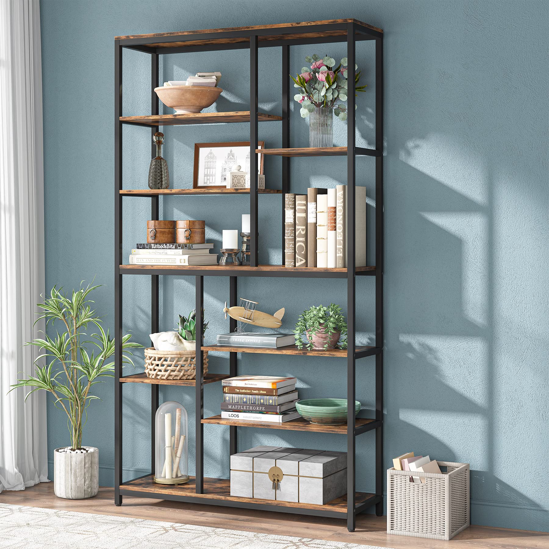 8-Tier Staggered Bookcase