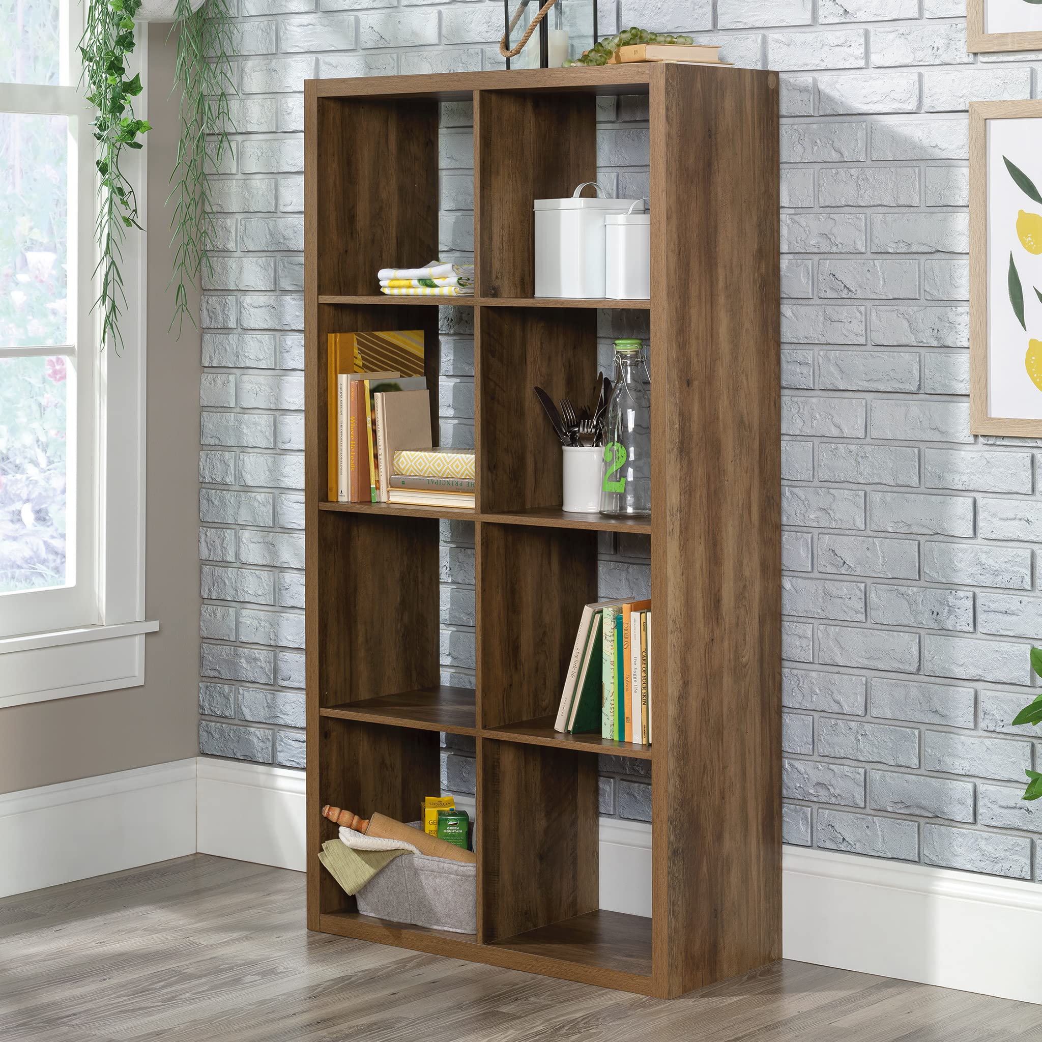 Sauder Miscellaneous Storage 8-Cube Organizer Storage Bookcase/Pantry cabinets, Rural Pine Finish
