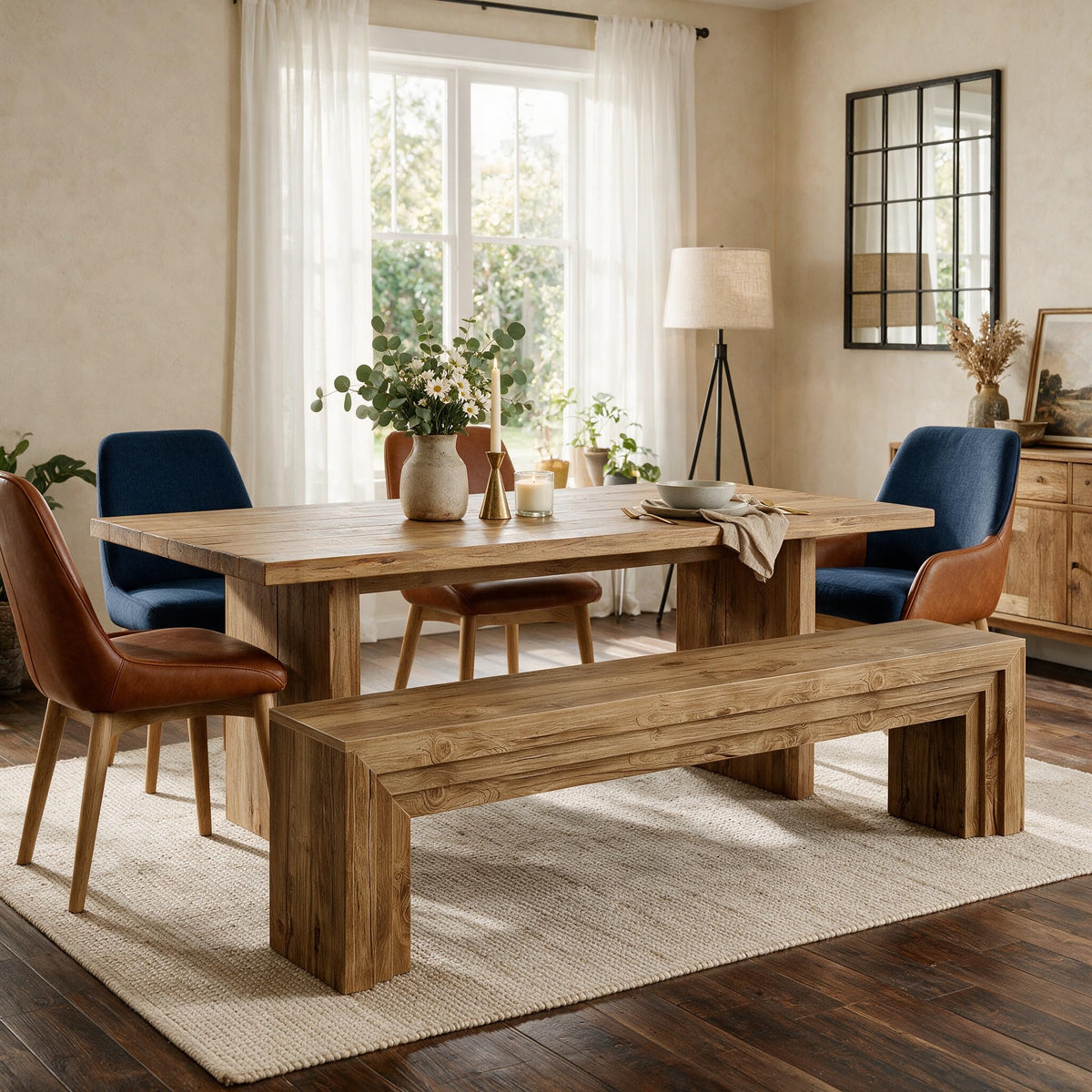Tribesigns 71" Extra Long Dining Bench, Farmhouse Engineered Wood Bench