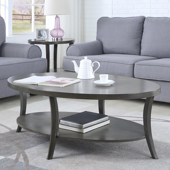 Gray Oval Coffee Table Set