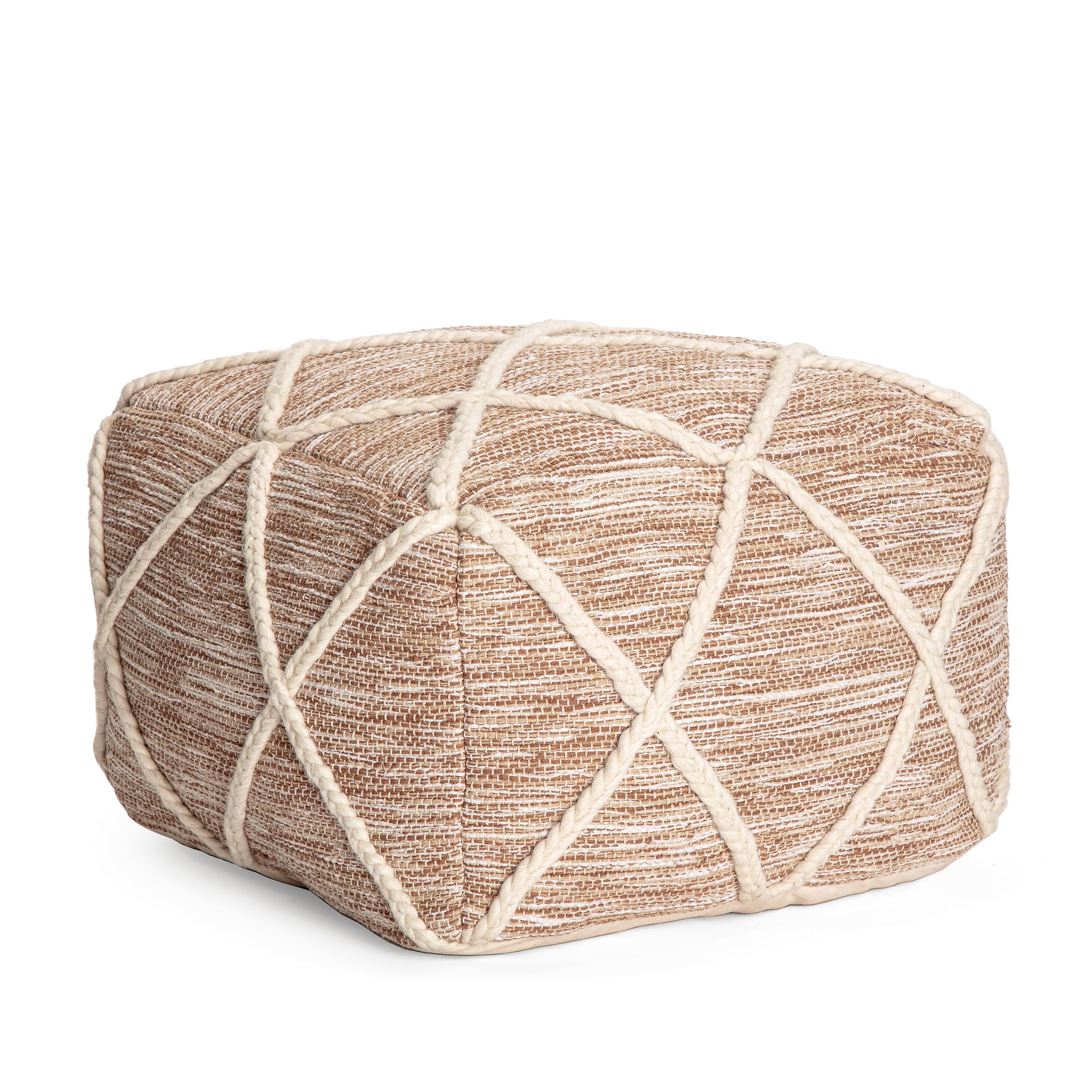 Anji Mountain Pouf Ottoman Foot Rest, Handmade Ottoman Pouf, Comfortable Foot Stool, Decorative Floor Seating for Living Room Decor, Bedroom & Home Décor Accent - Kirkwood Fields