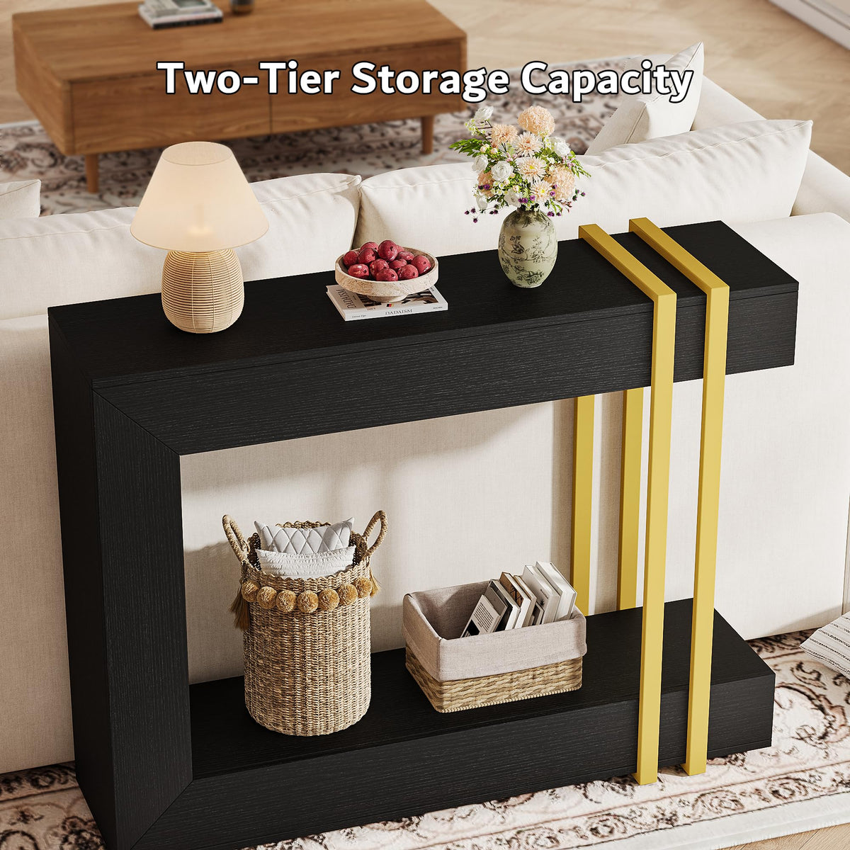 Black Two-Tier Console Table