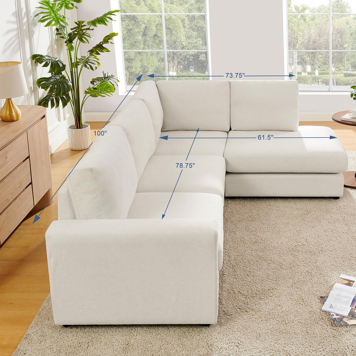 Chenille Sectional Sofa with Reversible Chaise