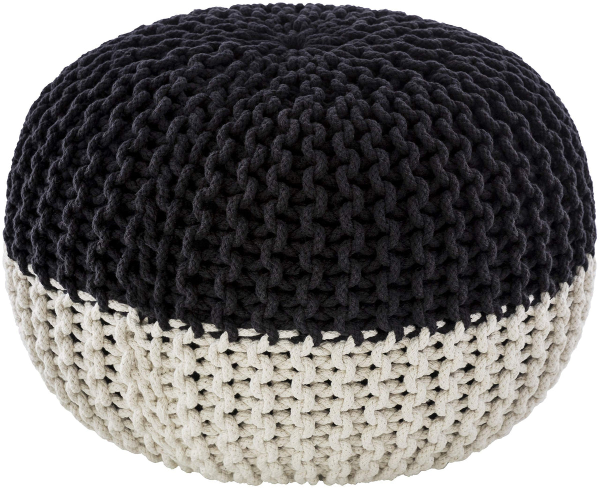 Black Cotton Knitted Pouf