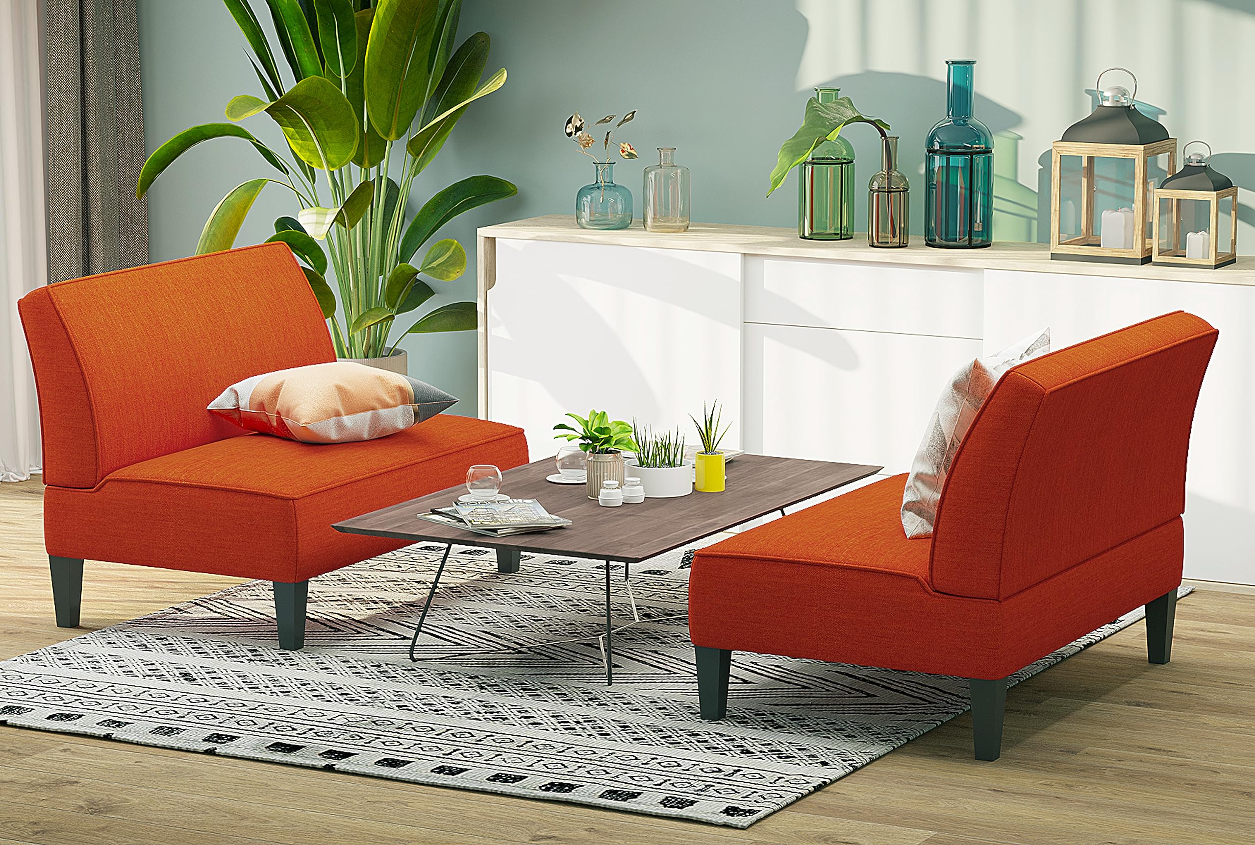Mid-Century Modern Loveseat with Back