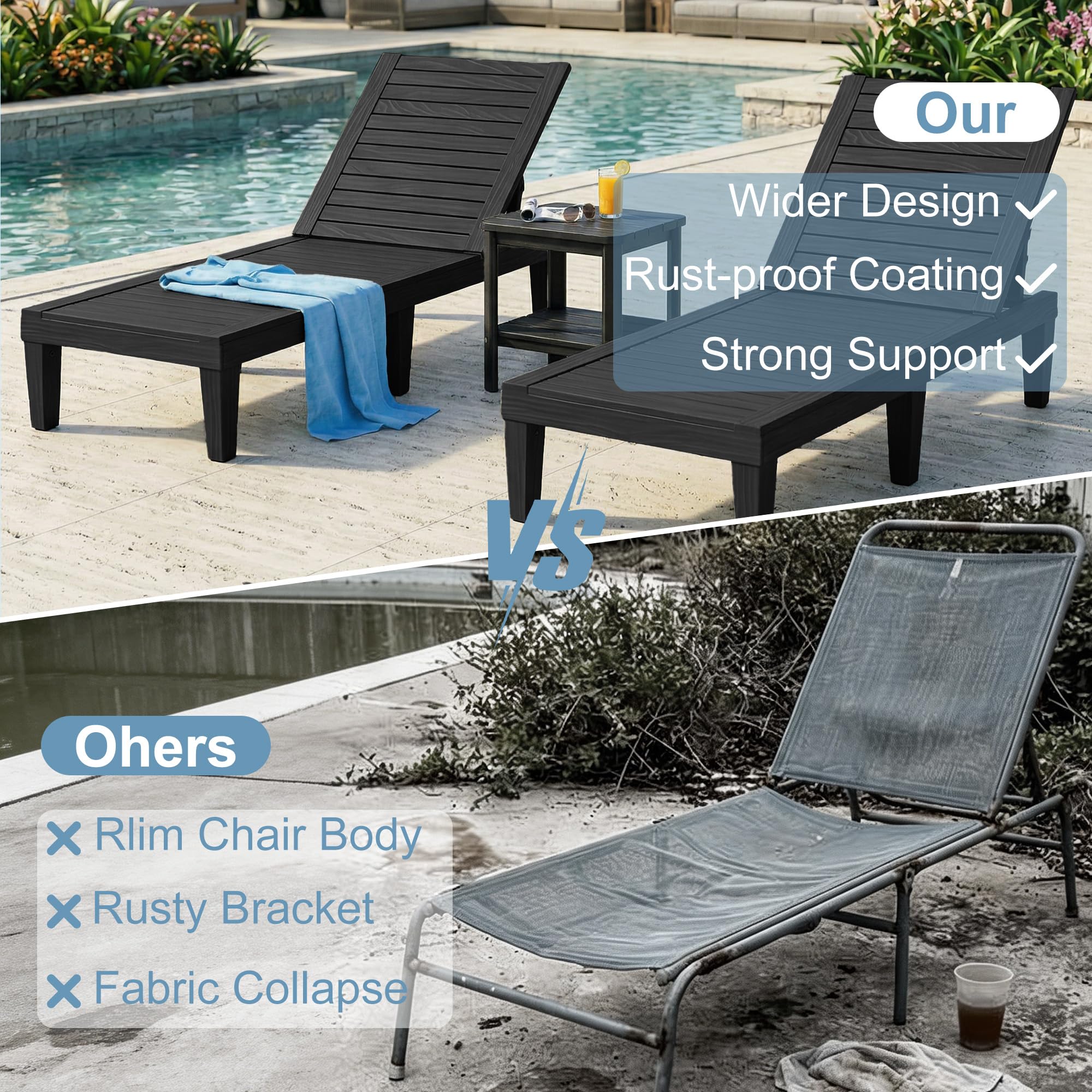 Outdoor Chaise Lounge Chairs Set of 2