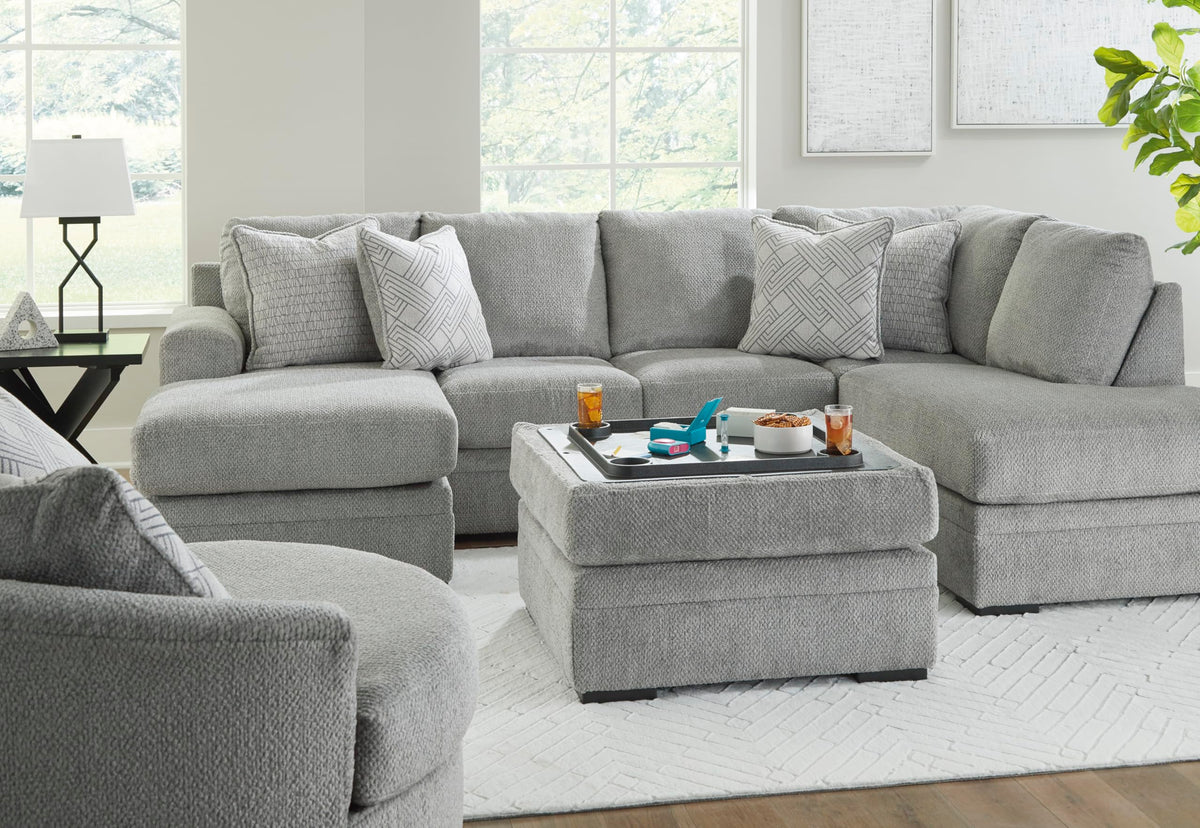 Square Storage Ottoman with Cup Holders