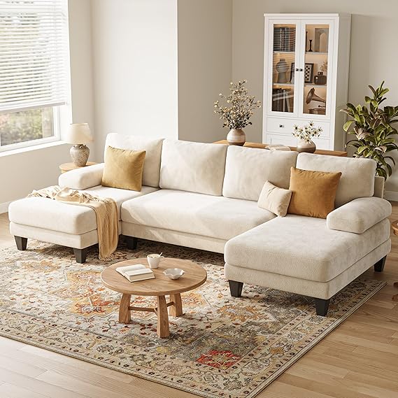 112" U-Shaped Sectional Sofa with Double Chaise