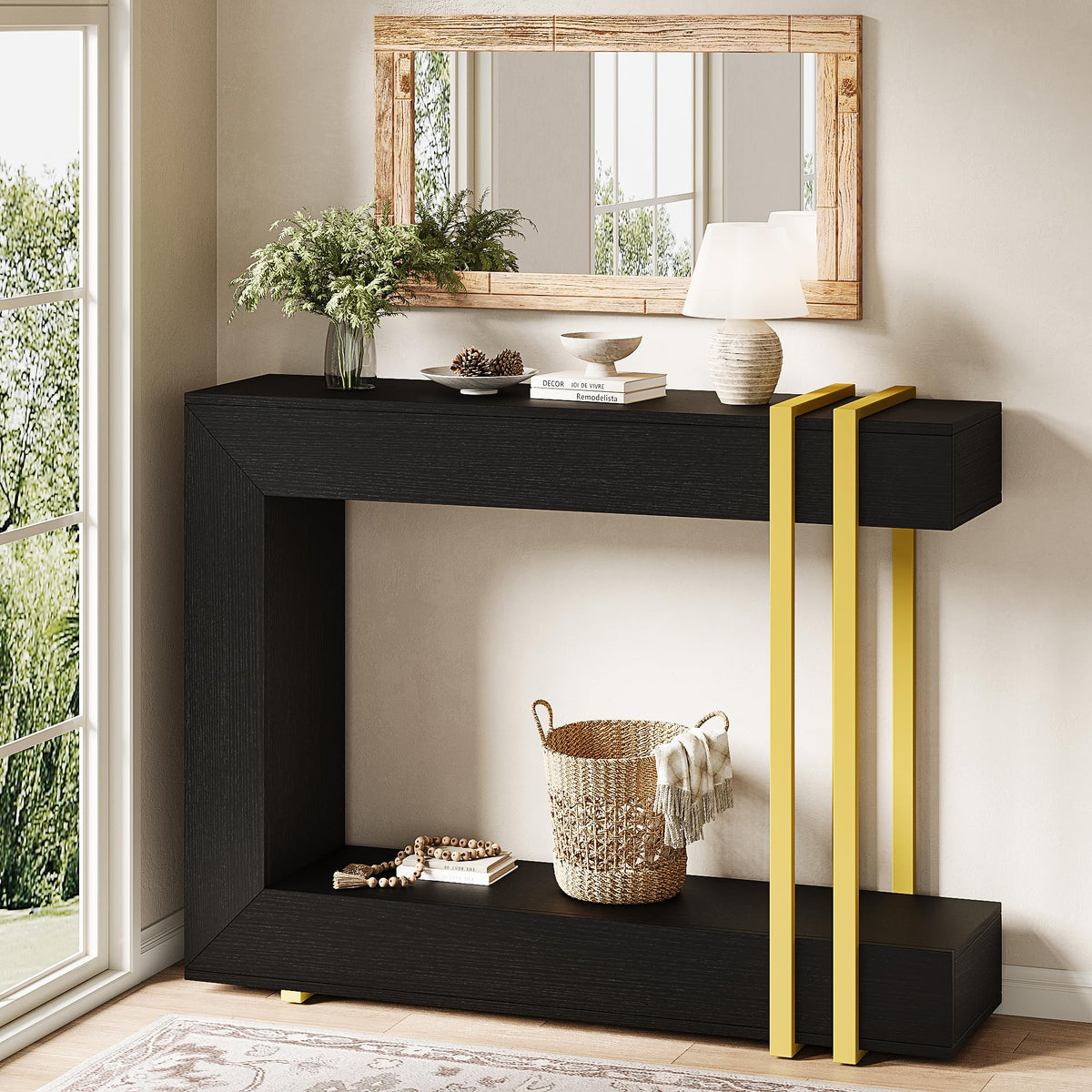 Black Two-Tier Console Table