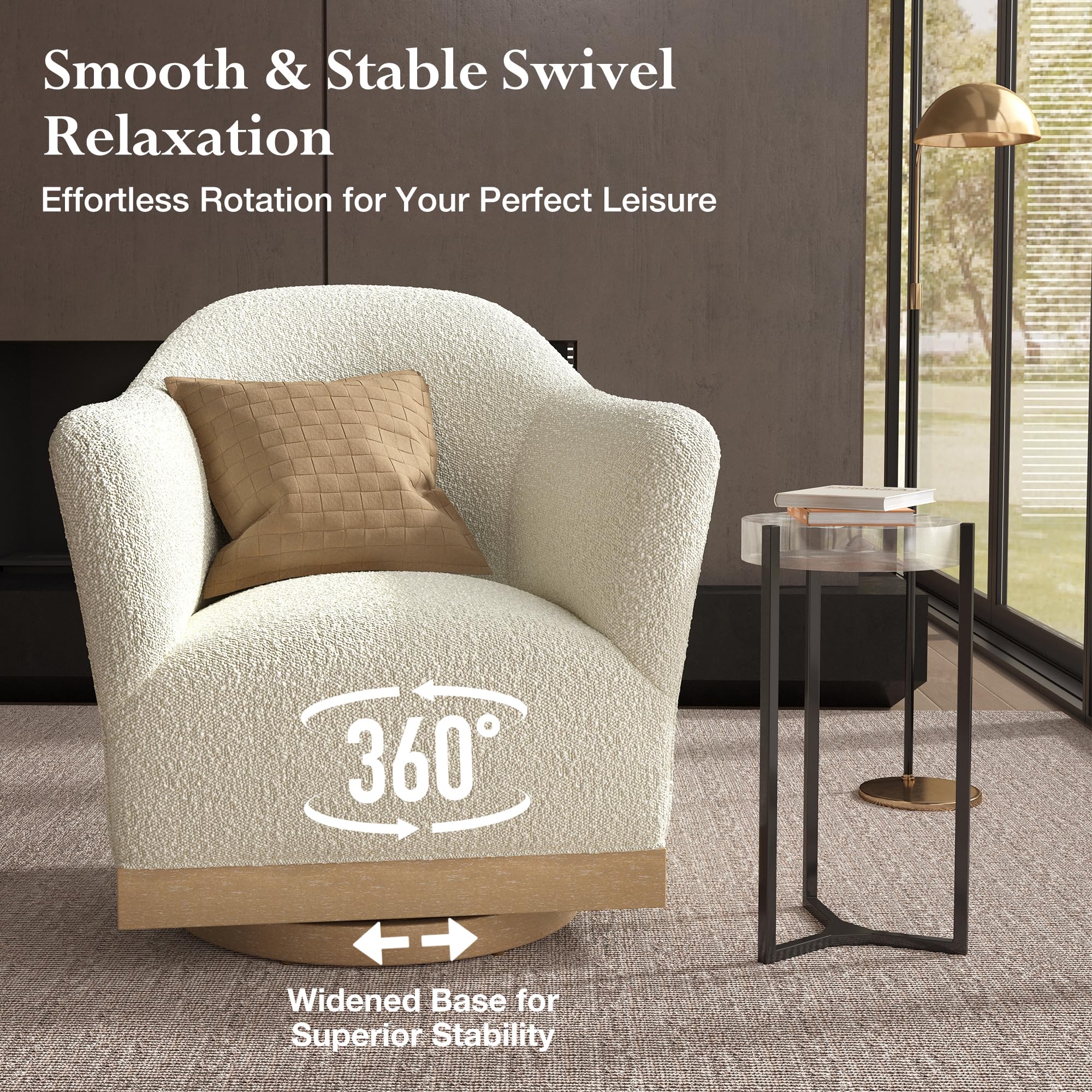 Swivel Barrel Accent Chair – High-Back Armchair with 360° Swivel